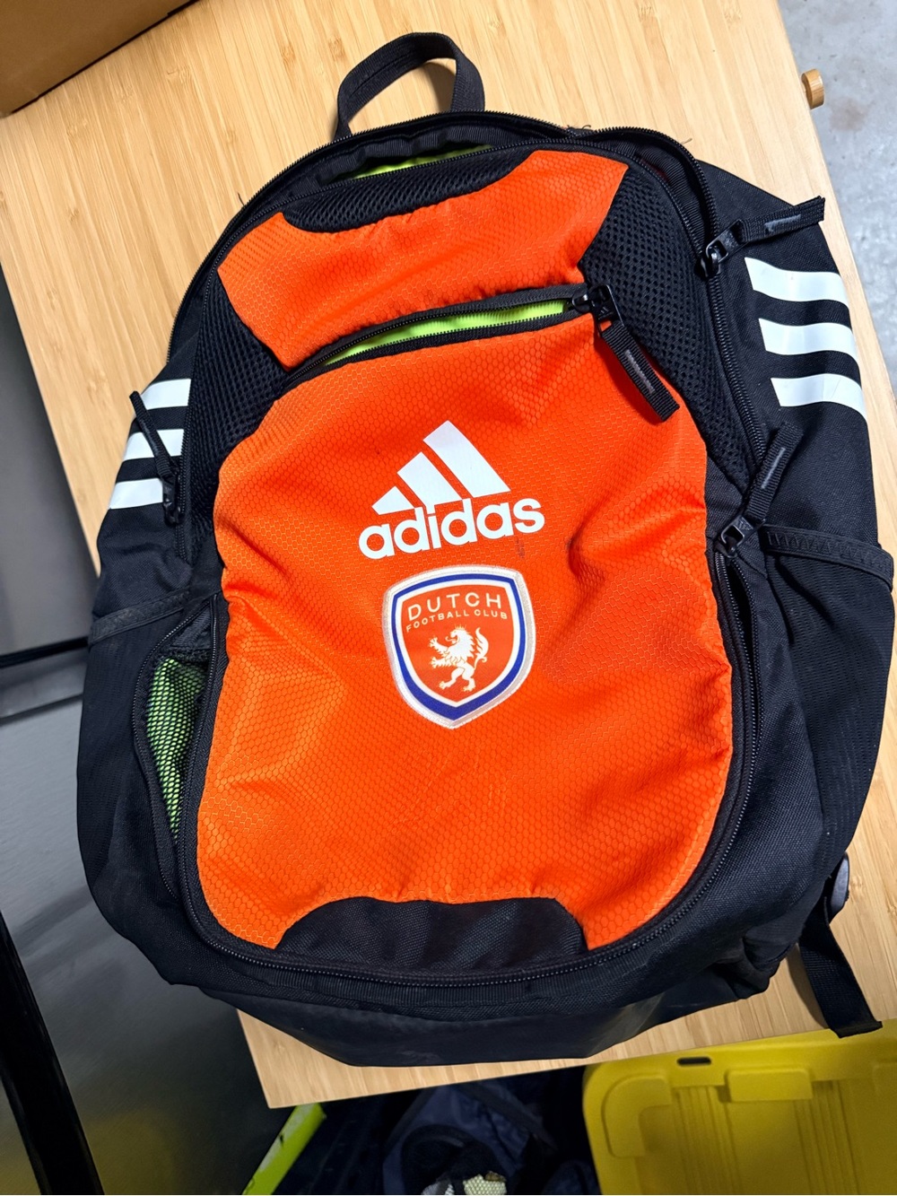 adidas Orange and Black Men’s Backpack with Dutch Crest